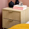 sweeek Comodino effetto legno e metallo scanalato