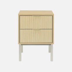sweeek Comodino effetto legno e metallo scanalato