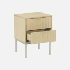 sweeek Comodino effetto legno e metallo scanalato