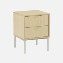 sweeek Comodino effetto legno e metallo scanalato
