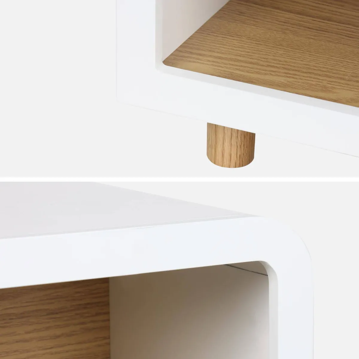 sweeek Comodino effetto legno, 2 nicchie