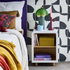 sweeek Comodino effetto legno, 2 nicchie