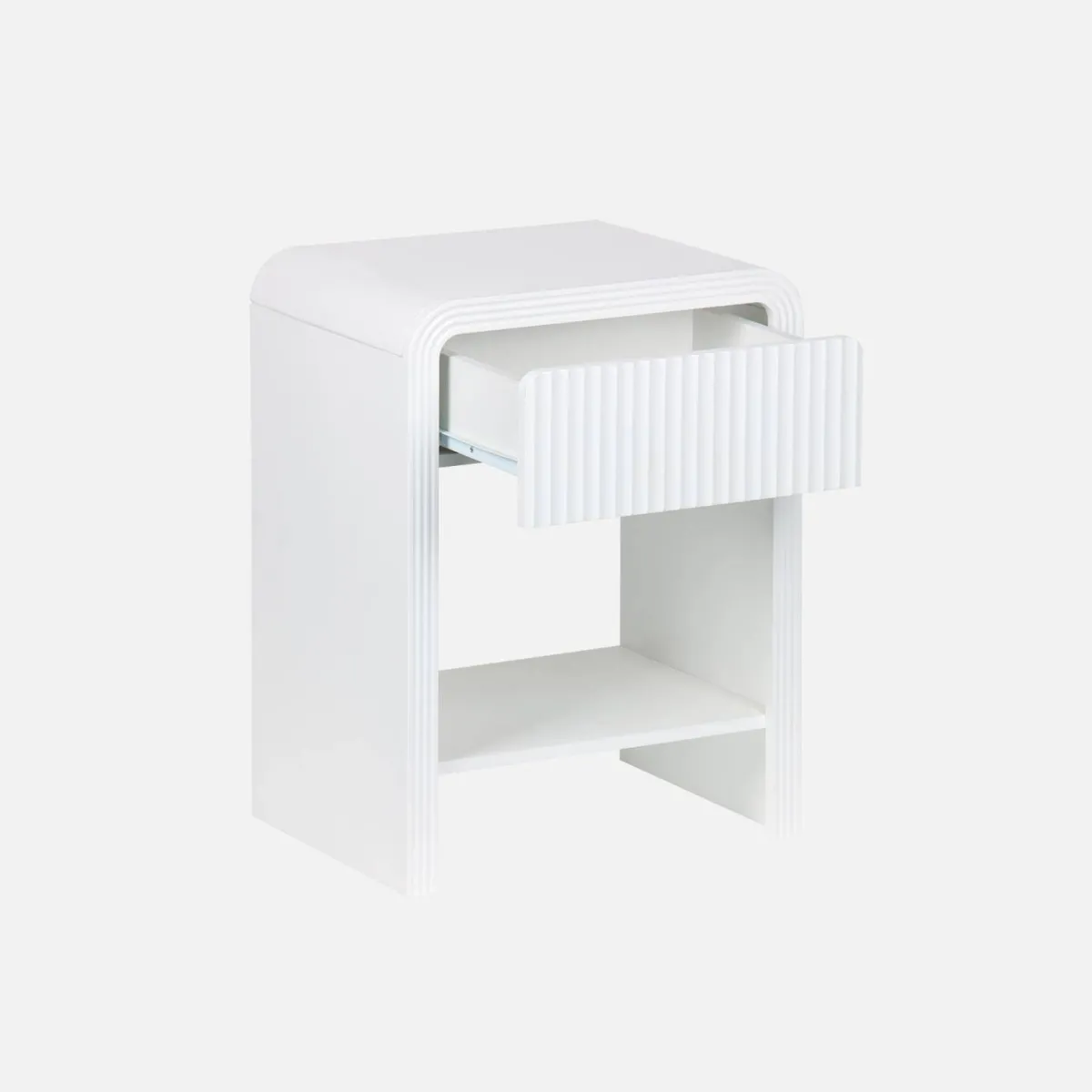 sweeek Comodino effetto legno scanalato 1 cassetto, 1 ripiano