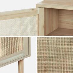 sweeek Comodino in canna e legno