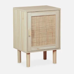 sweeek Comodino in canna e legno