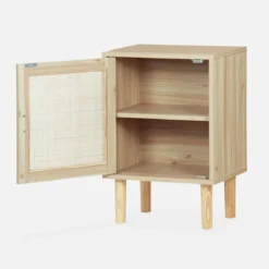 sweeek Comodino in canna e legno