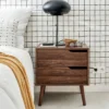 sweeek Comodino in legno tinto noce, 2 cassetti