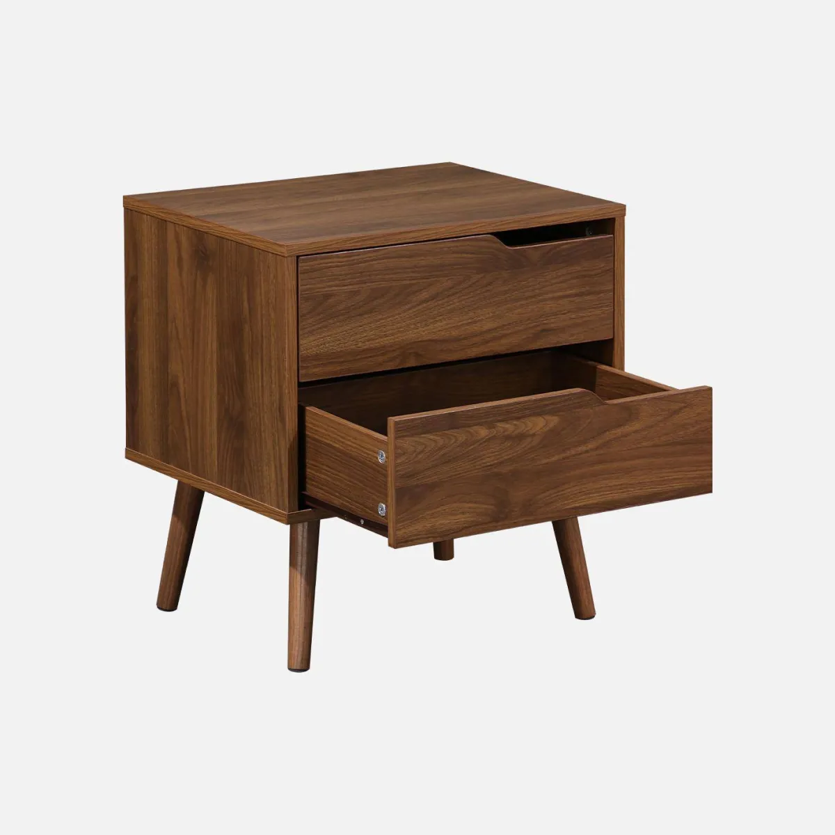 sweeek Comodino in legno tinto noce, 2 cassetti