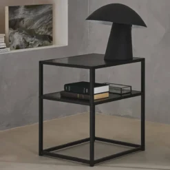 sweeek Comodino in metallo nero con ripiano