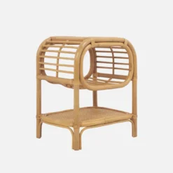 sweeek Comodino in rattan naturale curvato 1 ripiano 1 nicchia