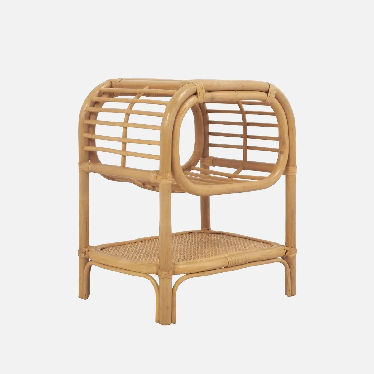 sweeek Comodino in rattan naturale curvato 1 ripiano 1 nicchia
