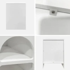 sweeek Comodino organico effetto legno bianco, 2 nicchie Mobileoggetti