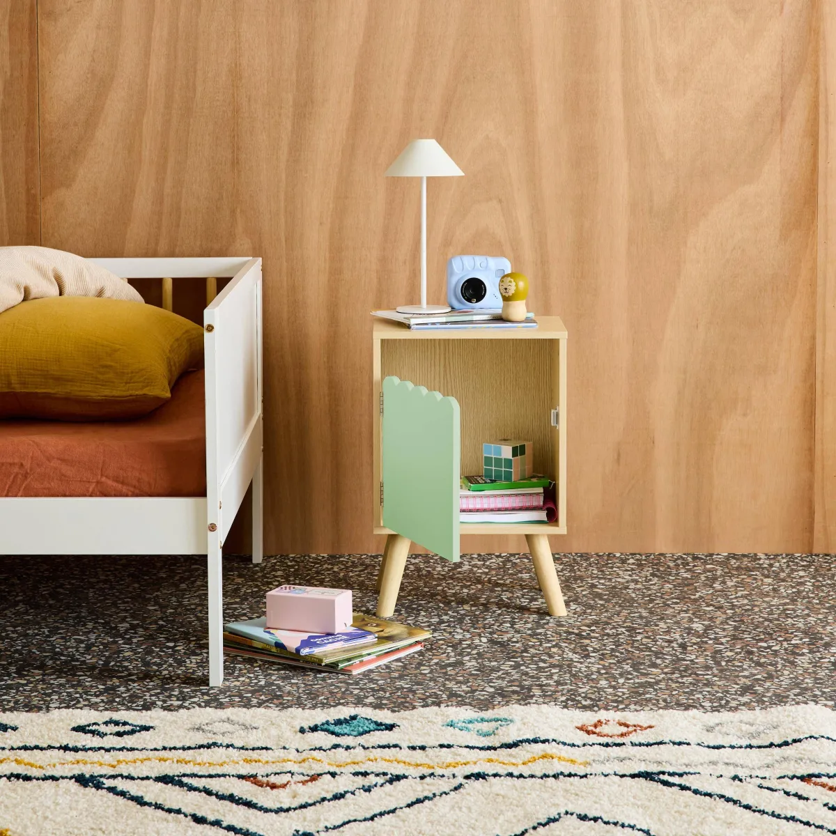 sweeek Comodino per bambini decorazione legno 1 anta