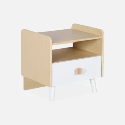 sweeek Comodino per bambini effetto legno, bianco