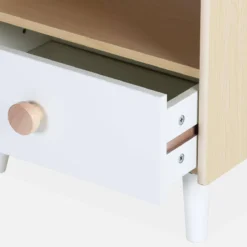 sweeek Comodino per bambini effetto legno, bianco