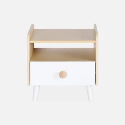 sweeek Comodino per bambini effetto legno, bianco