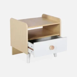 sweeek Comodino per bambini effetto legno, bianco