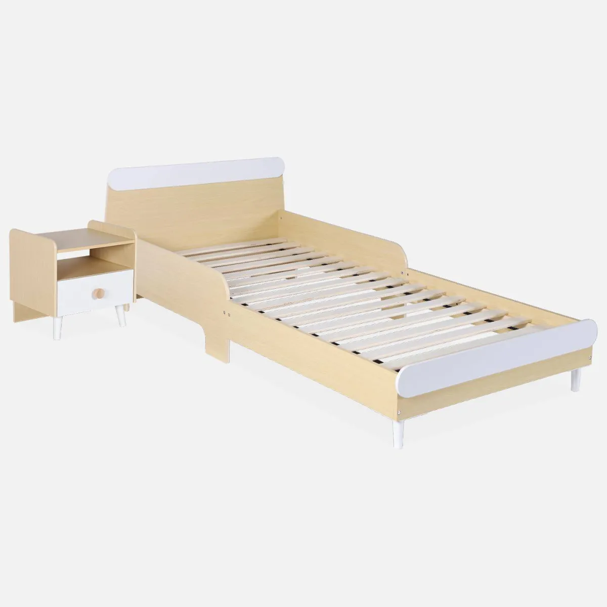 sweeek Comodino per bambini effetto legno, bianco