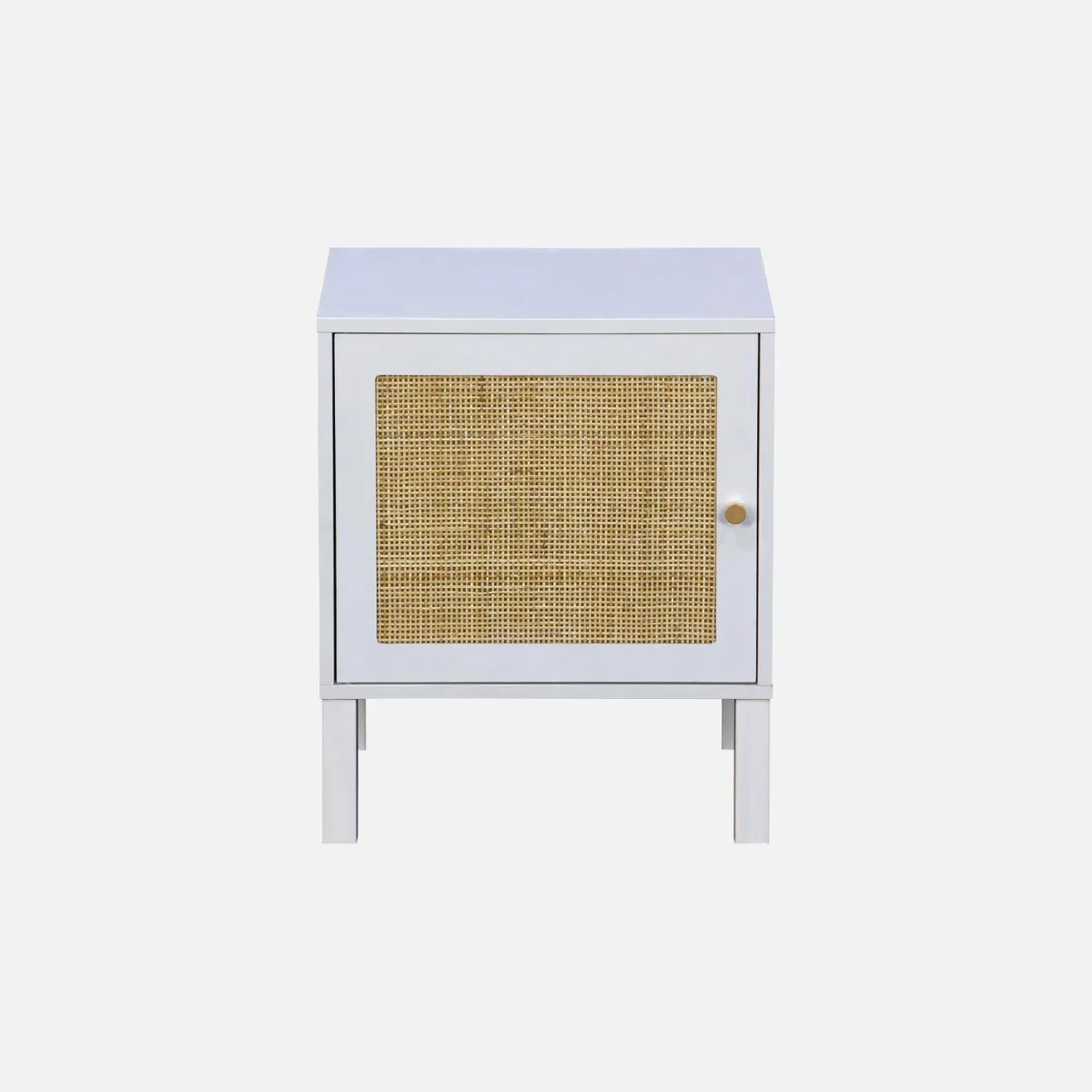sweeek Comodino per bambini in legno bianco e canna da zucchero