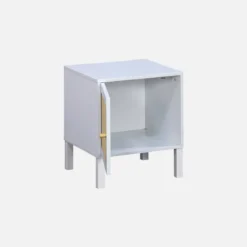 sweeek Comodino per bambini in legno bianco e canna da zucchero