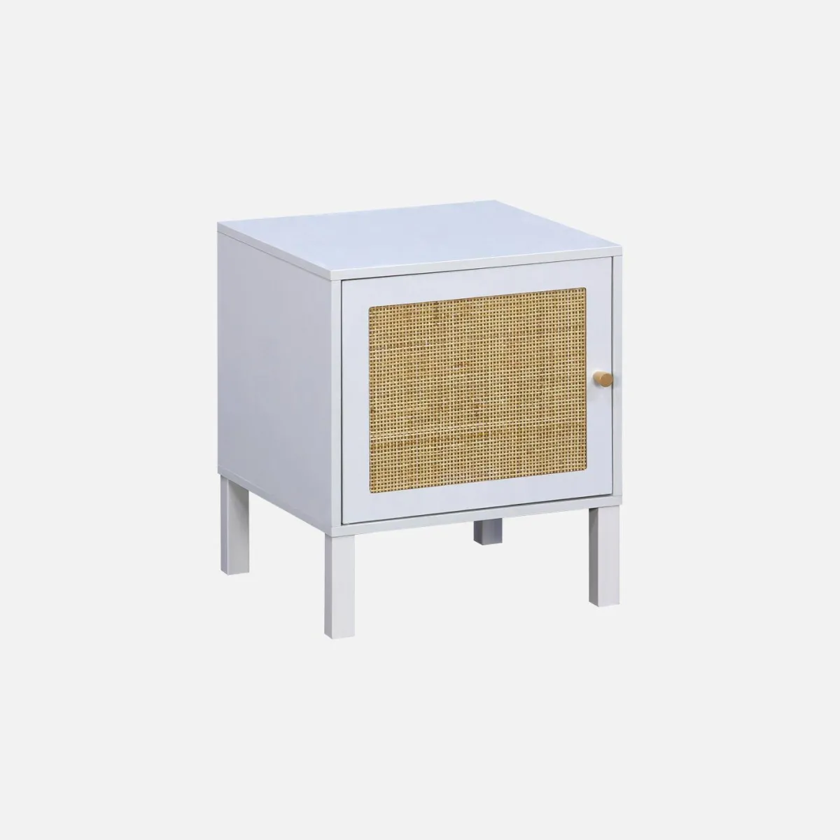 sweeek Comodino per bambini in legno bianco e canna da zucchero