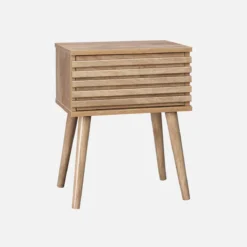 sweeek Comodino scandinavo con decori in legno scanalato