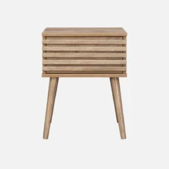 sweeek Comodino scandinavo con decori in legno scanalato
