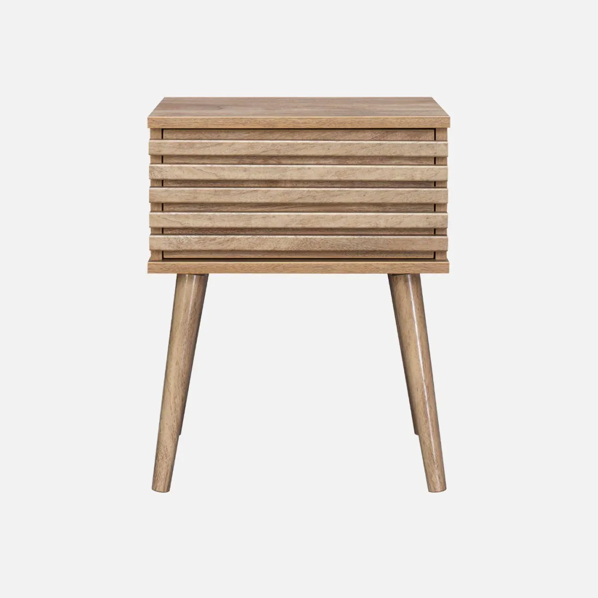 sweeek Comodino scandinavo con decori in legno scanalato