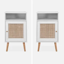 Comodino scandinavo in vimini