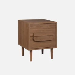 sweeek Comodino vintage effetto legno 2 cassetti