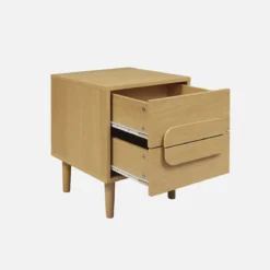 Comodino vintage effetto legno 2 cassetti