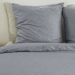 sweeek Completo letto in poliestere reversibile stampato zebrato 2 posti grigio