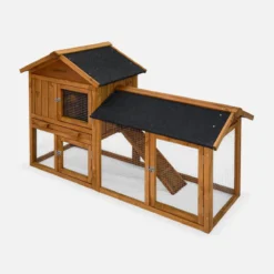 sweeek Conigliera in legno per conigli e roditori con recinto, 4 conigli