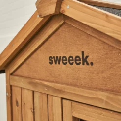 sweeek Conigliera in legno per conigli e roditori con recinto, 4 conigli