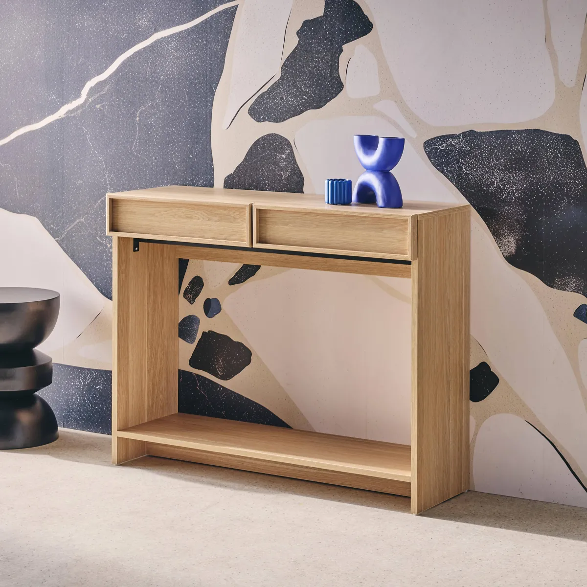 sweeek Console effet legno 2 cassetti e ripiano, 100cm