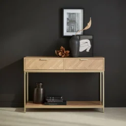 sweeek Consolle a spina di pesce con effetto legno, 110cm