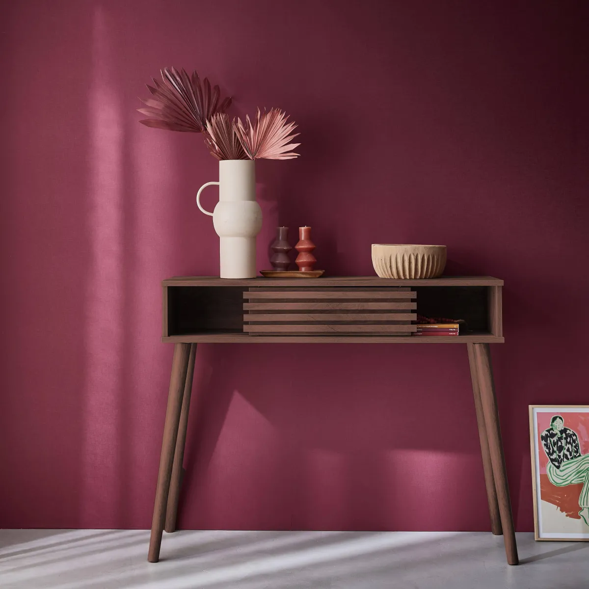 sweeek Consolle con 2 cassetti effetto legno naturale, 100cm