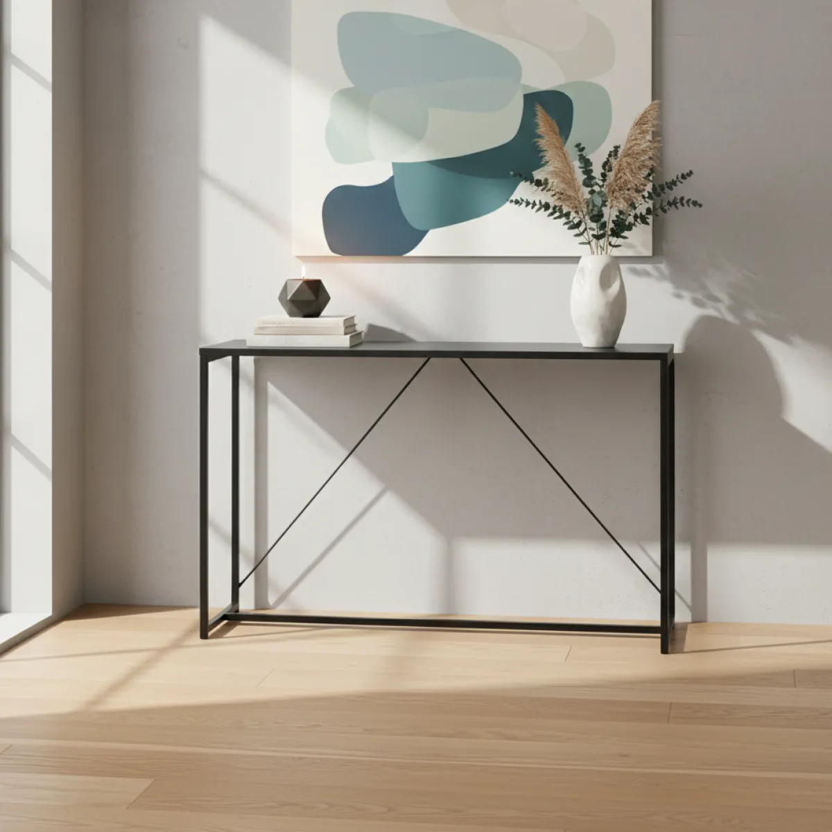 sweeek Consolle in metallo con barra di rinforzo, 120cm