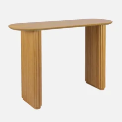 sweeek Consolle ovale in legno di hevea impiallacciato rovere