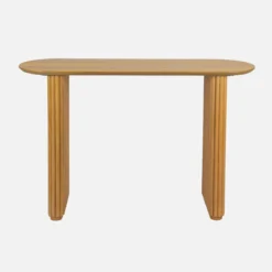 sweeek Consolle ovale in legno di hevea impiallacciato rovere