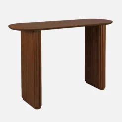 Consolle ovale in legno di hevea impiallacciato rovere