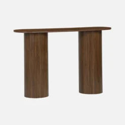 sweeek Consolle ovale scandinava con effetto legno scanalato, 120cm