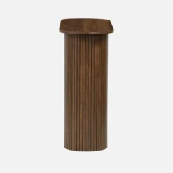sweeek Consolle ovale scandinava con effetto legno scanalato, 120cm