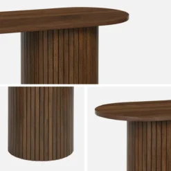 sweeek Consolle ovale scandinava con effetto legno scanalato, 120cm