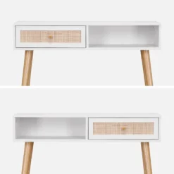 sweeek Consolle scandinava con effetto legno e canna, 100cm