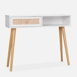 sweeek Consolle scandinava con effetto legno e canna, 100cm