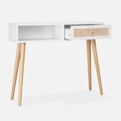 sweeek Consolle scandinava con effetto legno e canna, 100cm