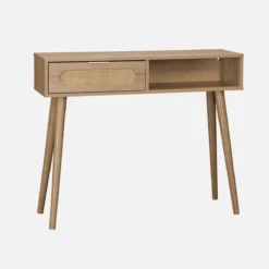 sweeek Consolle scandinava in canna e legno, 100cm