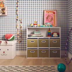 sweeek Contenitore per bambini con 6 cestini in fibra vegetale