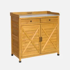 sweeek Contenitore, tavolo da vaso in legno di abete, 2 ante, 2 cassetti
